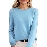 Women's Cozy Cashmere Wool Pullover Sweaters Casual Long Sleeve Spring Loose Crewneck Knit Shirt Top