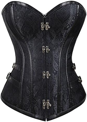 Bluland Women's Steampunk Gothic Corset Overbust Bustiers Black S