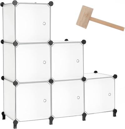 AWTATOS Storage Cube Organizer with Doors 6 Cube DIY Modular Shelves