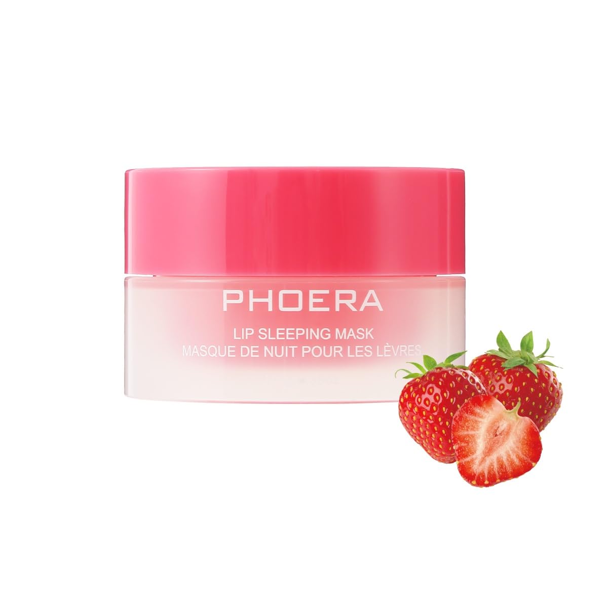 PHOERA Nourish Lip Sleeping Mask with Macadamia Seed Oil & Murumuru Butter, Overnight Hydrating Lip Mask Moisturizer with Vitamin E, Lip Balm Dry Chapped Lips Treatment, Vegan (Strawberry)
