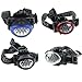 TigerTu Head Light LED 3 Modes Switch Light Headlamp, Red/Blue/Black/Silver, 4 Piece