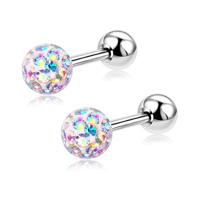 Studs Earrings Set Screw On Backs For Women Hypoallergenic