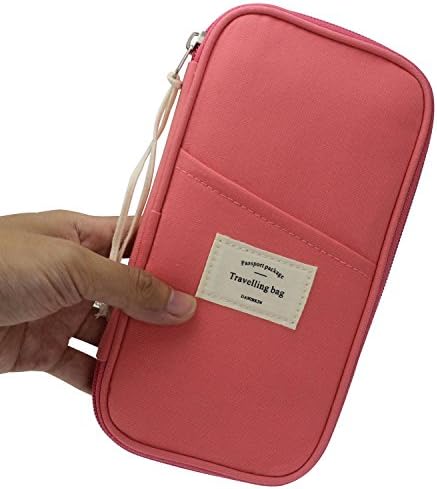 Passport Holder Travel Wallet Organizer Zipper Case Water Resistant Pouch, Coral