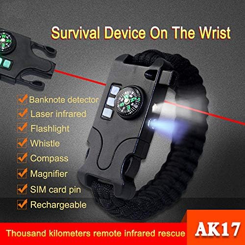 Drreny Survival Bracelet For Men S Compass Buckle Military Outdoor Bracelets 8 In 1 Sos Multifunction Sport Survive Wristband