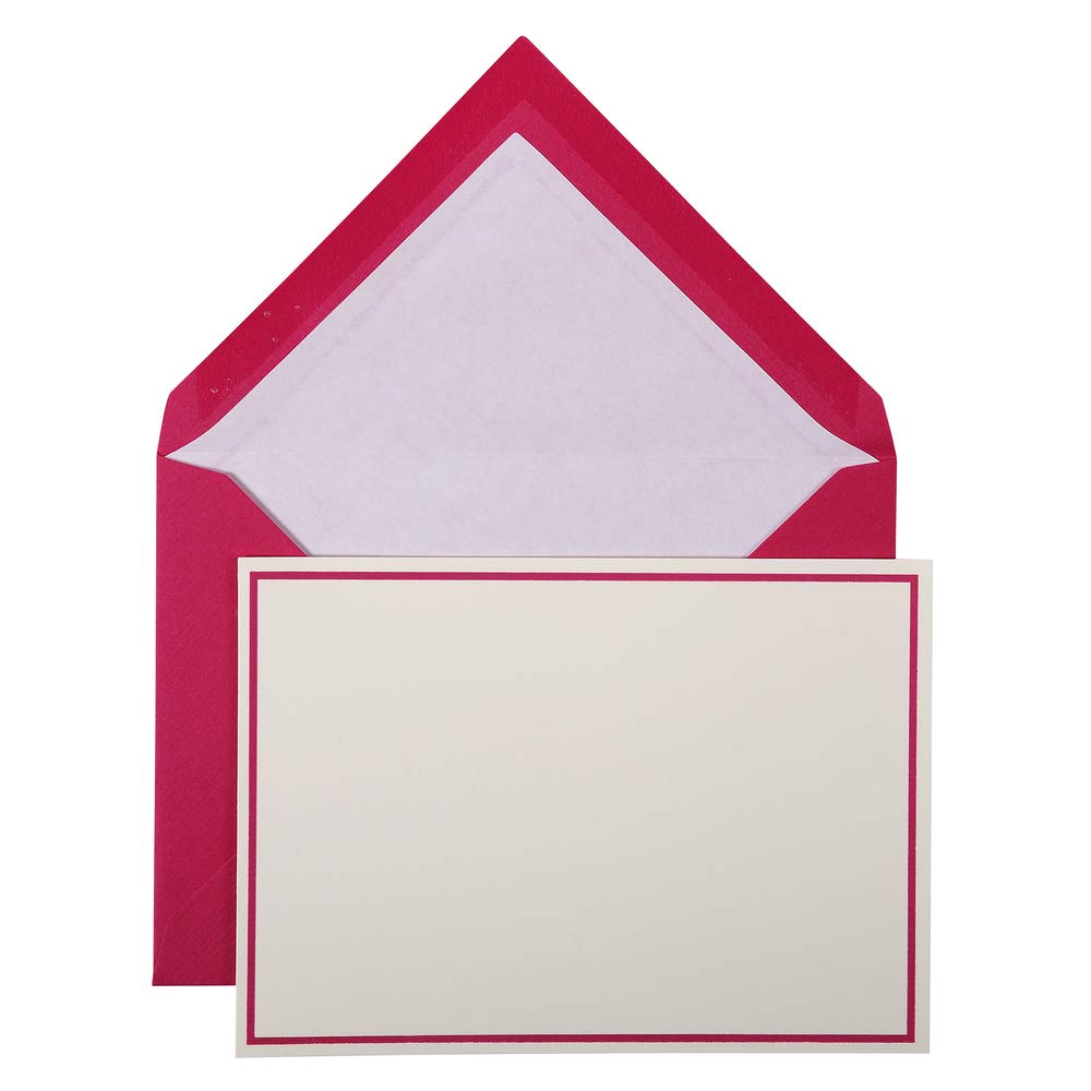 Lalo 32615L - Correspondence Set with 10 Single Cards 10.7x15.2 cm 300g and 10 Lined envelopes 11.4x16.2 cm, in Raspberry Colour. Conditioned in Plastic Bag