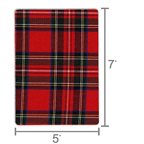 ZEFFFKA Premium Quality Plaid Fabric Textile Decorative Iron on Patches Modern Cool Design 4 Pieces 100% Cotton Repair Kit for Jeans or Other Garment 5" by 7"