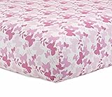 Just Born 100% Cotton Fitted Crib Sheets, Botanica Butterfly, Pink