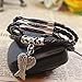Father.son Angel Wing Guitar Love Heart Beard Butterfly Pendant Bangle Vintage Leather Bracelet Bead Embossed Surfer Wrap Braided Tribal Halloween Jewelry (Angel Wing)