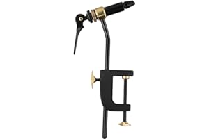 Metal Fly Tying Vise with Adjustable C-Clamp for Tables up to .37" Thick — Rotary Fishing Vise for Small Hooks up to .6mm, Fl
