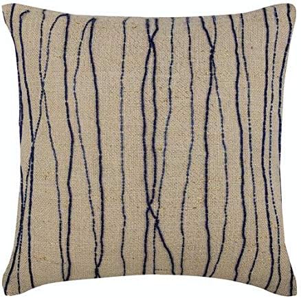 The HomeCentric Euro Pillow Sham Designer Blue Euro Shams 26x26 inch 65x65 cm Burlap European Pillow Shams Striped Contemporary Euro Pillow Shams - Sea King