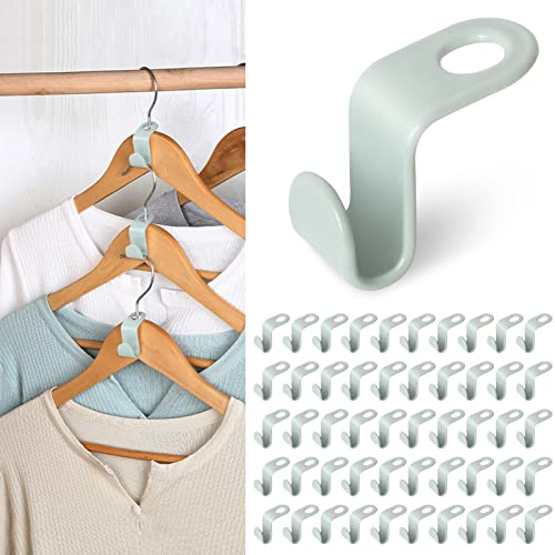 BOZILY 50 Pack Space Saving Clothes Hanger Hook Connecting Hooks Hanging Hooks Clothes Hangers Green