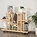 Giantex Rolling Flower Rack Wood Plant Stand on Wheels 6 Wood Shelves 12 Pots Bonsai Display Shelf Indoor Outdoor Yard Garden Patio Balcony Living Room Storage Rack Bookshelf Hollow Shelves (Natural)thumb 2