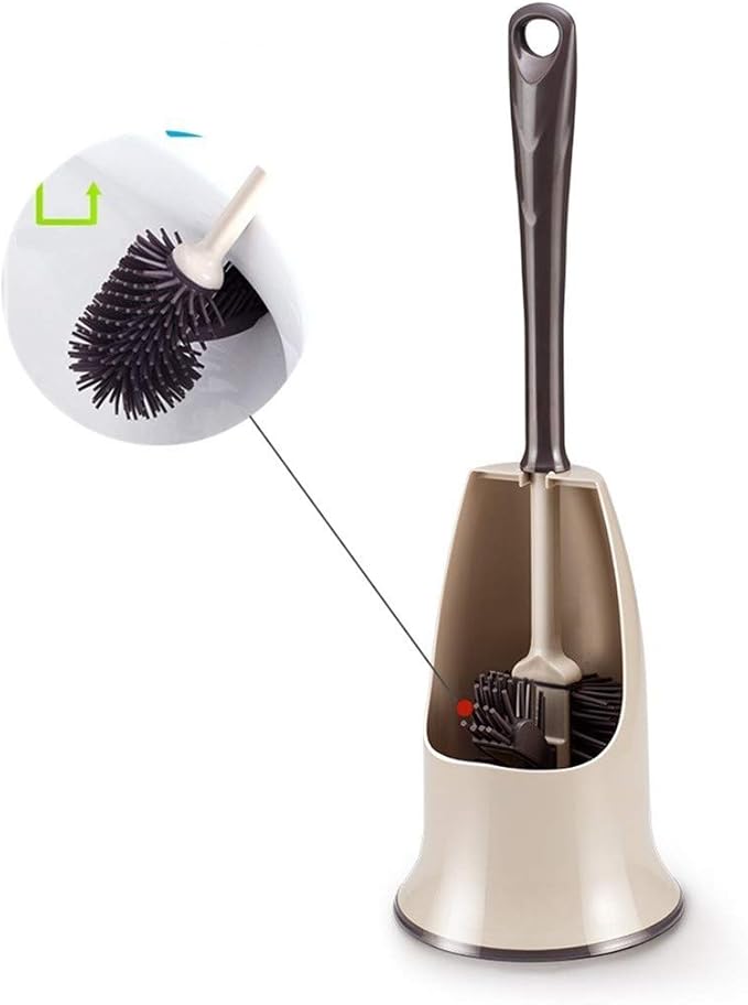 BOOMJOY Toilet Brush and Holder Set Silicone Bristles Bathroom Cleaning