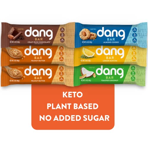Dang Keto Bar Sampler 6 Pack Keto Certified, Vegan, Low Carb, Low