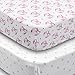 Crib Sheets, 2 Pack Pink Owls & Hearts Fitted Soft Jersey Cotton Girl Bedding