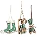Juvale 3-Pack of Christmas Tree Decorations - Wooden Hanging Xmas Ornaments, Decorative Festive Embellishments in 3 Winter Holiday Designs, Skis, Ice Skates, Sled (Green)