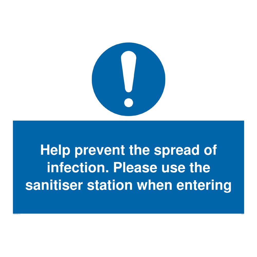 Help prevent the spread of infection. Please use the sanitiser station when entering