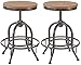 Pioneer Square Dane Metal-and-Wood Counter-Height Swivel Bar Stool, Set of 2 - Black
