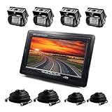 Backup Camera Wired 7Inch LCD Monitor and 4xWaterproof Reverse Camera System for Truck/Van/Caravan/Trailers/Campers ZEROXCLUB S0024