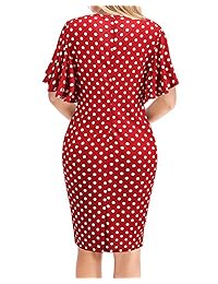 WERIDEDIRT - Vestido de cóctel para mujer, estilo vintage de los años 50, con volantes, mangas acampanadas, cuello en V