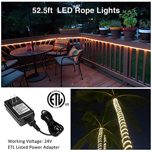 Novostella 52.5ft Smart LED Outdoor Rope Light, Music Sync RGB Strip