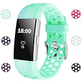 iGK For Fitbit Charge 2 Bands, Adjustable Replacement Sport Strap Bands for Fitbit Charge 2 Smartwatch Fitness Wristband Soft Silicone All Teal Small