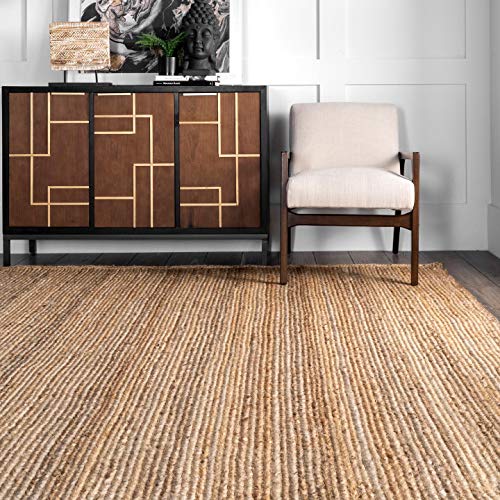 NuLOOM Rigo Hand Woven Farmhouse Jute Area Rug, 6' x 9', Natural The