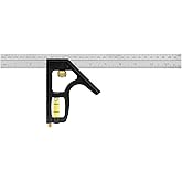 Johnson Level & Tool 400EM Professional Inch/Metric Metal Combination Square, 12", Silver, 1 Square