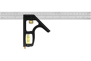 Johnson Level & Tool 400EM Professional Inch/Metric Metal Combination Square, 12", Silver, 1 Square