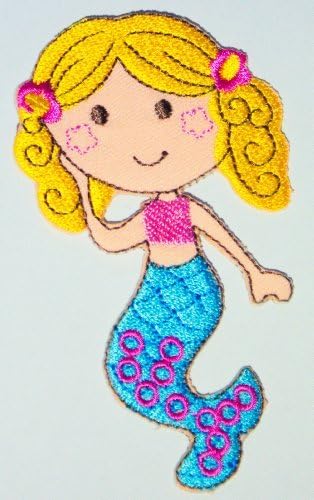 Little Blond Haired Mermaid Iron On Patch For Kids Baby - High Quality