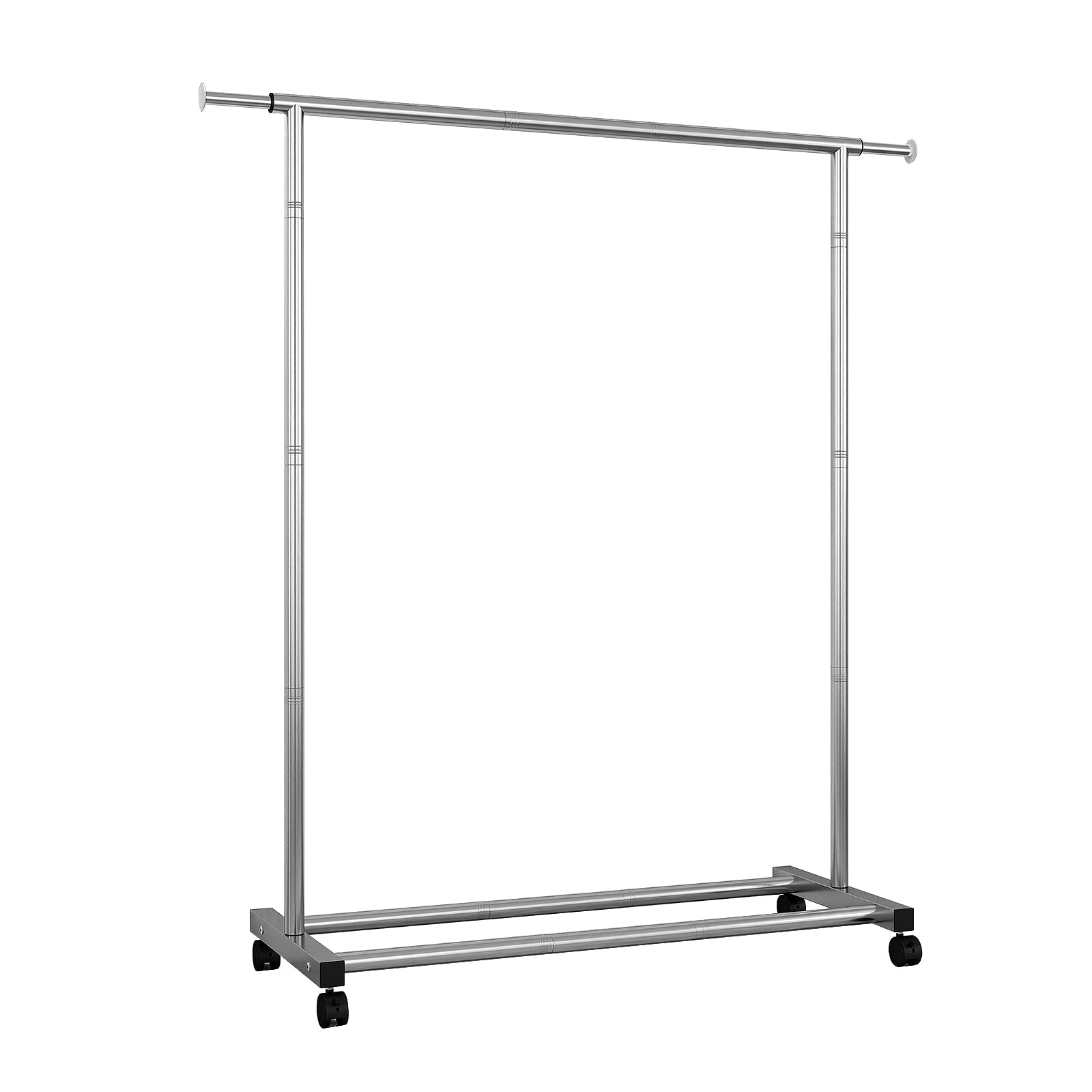Photo 1 of ELwPet Clothes Rack for Hanging Clothes,Free-standing Clothing Racks with Wheels,Scalable Garment Rack,Silvery