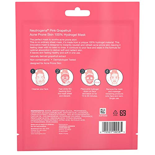 Neutrogena Pink Grapefruit 100 Hydrogel Face Mask Acne Prone Skin