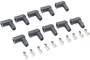 High Performance 90 Degree Spark Plug Boot Kit - HEI Distributor and Coil Boot Ignition Wire Set (8-Pack)