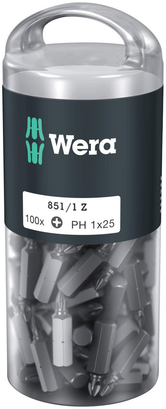 WERA 05072440001 851/1 Z DIY 100, Phillips bits, PH 1 x 25 mm, 100 Pieces