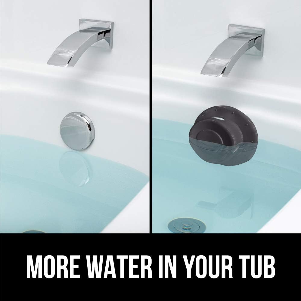 Gorilla Grip Premium Bathtub Overflow Drain Cover, Adds Inches of Water for Deeper and Warmer Bath, Suction Cup Seal, Plug Stopper Covers for Tub Drains, Bathroom Accessories, Charcoal Opaque: Home & Kitchen