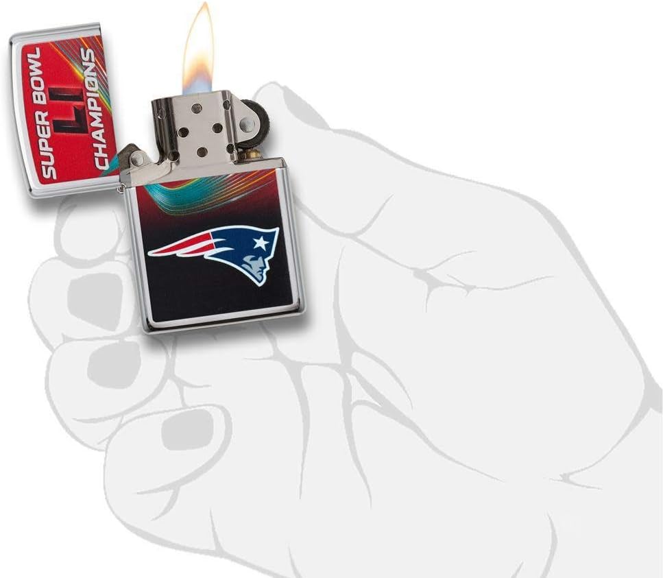 Amazon Com Zippo Nfl New England Patriots Super Bowl Li Champions High Polish Chrome Pocket Lighter One Size Sports Outdoors