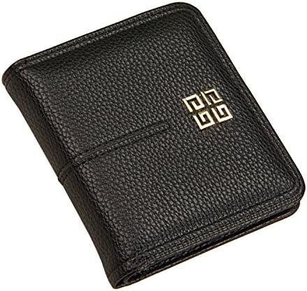 Women's Small Compact Bi-fold Leather Pocket Wallet Credit Card Holder with ID Window for Ladies and Girls (Black)