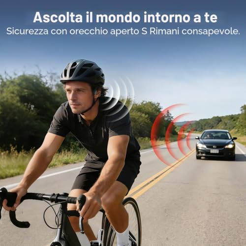Cuffie a Conduzione Ossea Bluetooth 6.0, Auricolari Wireless Open Ear, Impermeabili IPX6, Connettività Doppia, 10 Ore di Autonomia, Cuffie Sportive per Corsa, Ciclismo e Palestra
