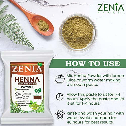 Zenia 100 Pure & Natural Henna Powder (Lawsonia Inermis) 454 grams