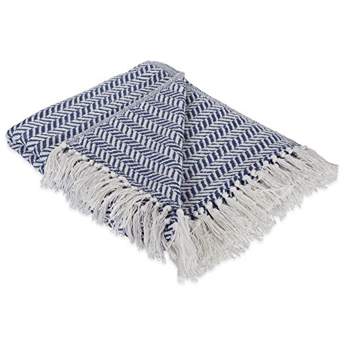 DII Modern Farmhouse Cotton Herringbone Blanket Throw with Fringe For Chair, Couch, Picnic, Camping, Beach, & Everyday Use , 50 x 60