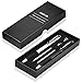 MEKO Stylus Pen 3 in 1 Rubber Tip and Micro Fiber Tip Stylus/Styli Ballpoint Pen (2Pcs) Metal Barrel with Rubber Grip Bundle with 2 Replacement Fiber Tips, 2 Rubber Tips,2 Refill Ink -Silver
