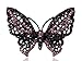 Alilang Womens Gunmetal Tone Shine Black Purple Pink Crystal Rhinestones Flying Butterfly Insect Adjustable Ring