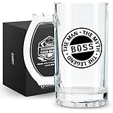 Onebttl Boss Gifts for Men Beer Lovers - 17 oz Heavy Beer Stein Mug with Handle for Boss as Birthday Christmas Gift - THE MYTH