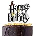63Pcs Magic Wizard Birthday Party Supplies for Kids Wizard Theme Party Decorations with Happy Birthday Banner Striped Tie Novelty Glasses Frame Cupcake Toppers Balloons for Boys Girls