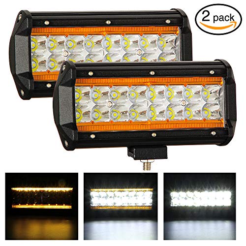 7" LED Light Bar with Amber Marker Light, YUGUANG 240W 24000LM with DRL/Angel Eye Spot&Flood Combo Beam Driving Light, IP68 Waterproof Super Bright Spot Flood Lights for Truck Jeep Boat SUV, 3 Years W