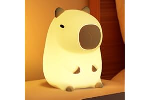 Myratts Led Cute Capybara Night Light, Dimmable Nursery Kawaii Lamps, Super Squishy Silicone USB Rechargeable Touch Control Night Lamp for Kids Adults, Used for Camping Party Room Decor (Capybara)