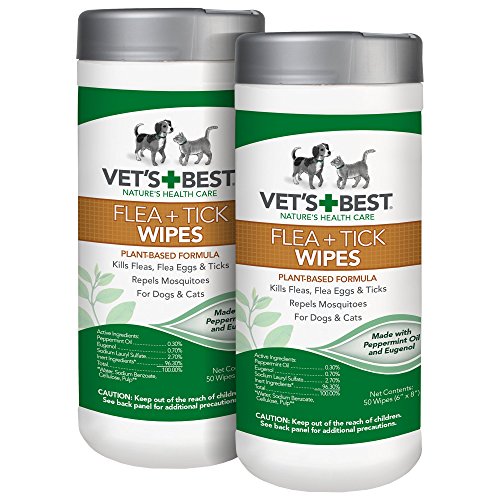 Vet's Best Flea and Tick Wipes for Dogs and Cats, 50 Wipes, USA Made (2 Pack)