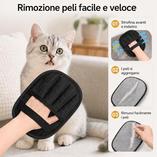 ZenithyrEn 2 x Cat and Dog Hair Gloves with Electrostatic Effect, Washable and Reusable, for Clothes, Sofas, Blankets, Beds and Fabrics