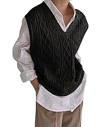 Women's V Neck Sweater Vest Oversized Sleeveless