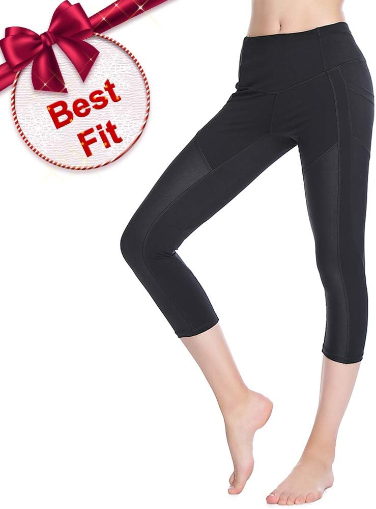 ZEALOTPOWER Yoga Pants for Women Capri Tummy Control High Waist Side Pockets